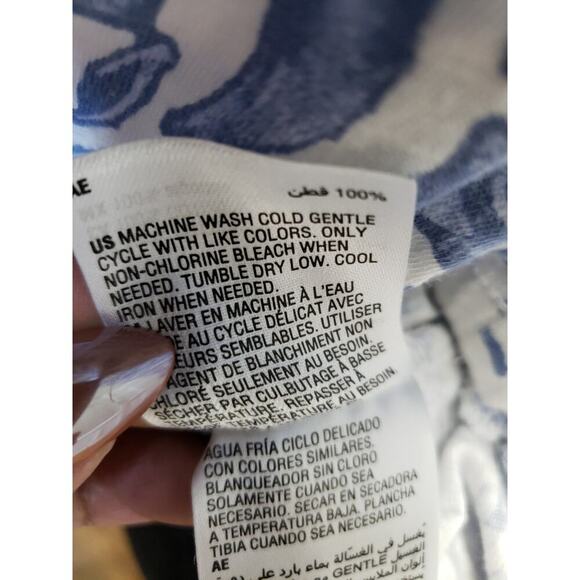 Women's INC Concepts Blue White Floral Print Top V Neck Drawstring Hem Small - Picture 12 of 13